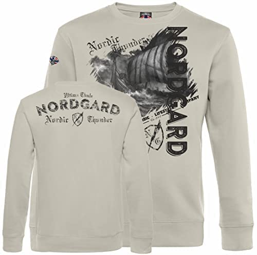 NORDGARD Viking Sweatshirt Torden in Kreide I Größe M I Pulli aus 80% Baumwolle & 20% Polyester I Wikinger-Sweater mit Brustdruck I Ideal für Freizeit & Sport I Oeko-TEX Zertifiziert von NORDGARD