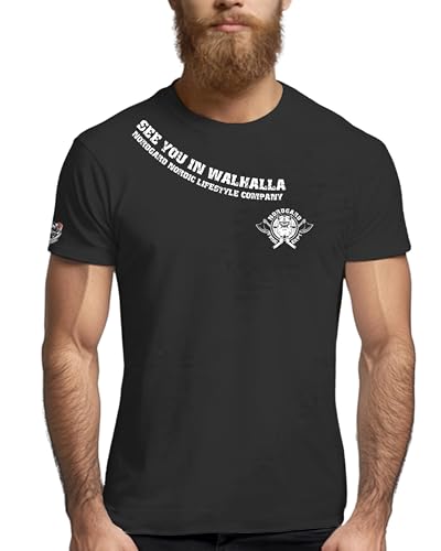 NORDGARD Viking T-Shirt Odins Wölfe in schwarz I Größe M I Herren Tshirt aus 100% Baumwolle I Wikinger T-Shirt I Shirt nordische Mythologie I Ideal für Freizeit & Sport I Oeko-TEX Zertifiziert von NORDGARD