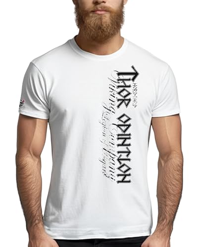 NORDGARD Viking T-Shirt Thor Odinsson 2 in weiß I Größe L I Herren Tshirt aus 100% Baumwolle I Wikinger Shirt I Nordische Mythologie I Ideal für Freizeit & Sport I Oeko-TEX Zertifiziert von NORDGARD