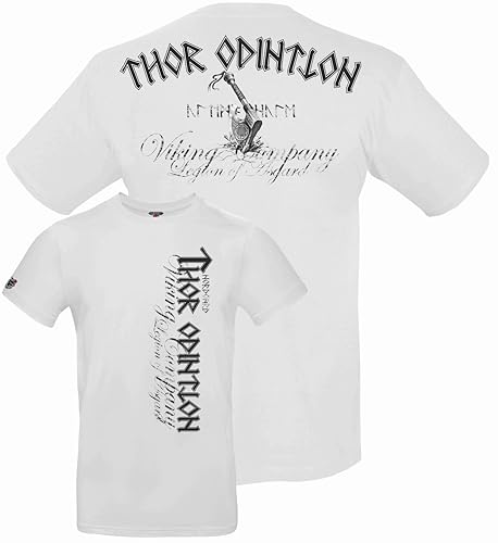 NORDGARD T Shirt Thor ODINSSON 2 Wikinger Valhalla-Geri Freki nordisch Wolf Krieger Runen Valhalla Odin Thor Wotan Vegvisir Northman (DE/NL/SE/PL, Alphanumerisch, M, Regular, Regular, weiß) von NORDGARD