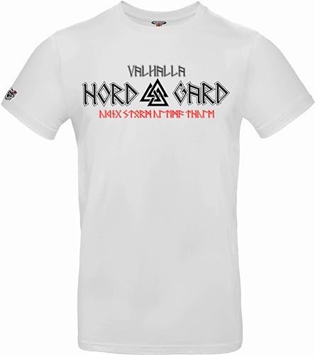 NORDGARD Viking T-Shirt Valknut in weiß I Größe M I Herren Tshirt aus 100% Baumwolle I Wikinger Shirt I Nordische Mythologie I Ideal für Freizeit & Sport I Oeko-TEX Zertifiziert von NORDGARD