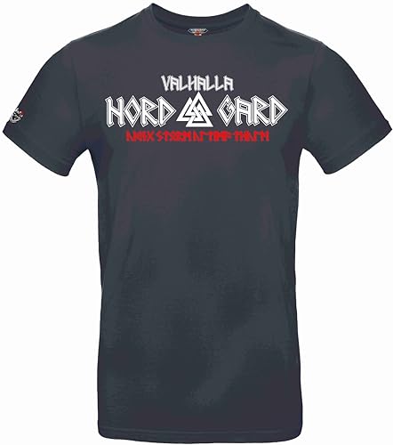 NORDGARD T Shirt Valknut Wikinger Valhalla-Geri Freki nordisch Wolf Krieger Runen Valhalla Odin Thor Wotan Vegvisir Northman (DE/NL/SE/PL, Alphanumerisch, XL, Regular, Regular, Marine) von NORDGARD