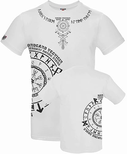 NORDGARD Viking T-Shirt Vegvisir 3 in weiß I Größe 5XL I Herren Tshirt aus 100% Baumwolle I Wikinger T-Shirt I Shirt nordische Mythologie I Ideal für Freizeit & Sport I Oeko-TEX Zertifiziert von NORDGARD