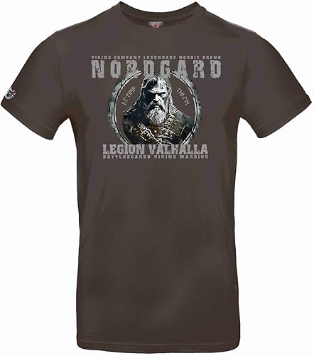 NORDGARD Viking T-Shirt Battlescared in Dunkelbraun I Größe M I Herren Tshirt aus 100% Baumwolle I Wikinger Shirt I Nordische Mythologie I Ideal für Freizeit & Sport I Oeko-TEX Zertifiziert von NORDGARD