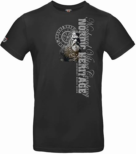 NORDGARD Viking T-Shirt Halfson I Herren Tshirt 100% Baumwolle I Wikinger Shirt I Nordische Mythologie I Ideal für Freizeit & Sport (DE/NL/SE/PL, Alphanumerisch, XL, Regular, Regular, schwarz) von NORDGARD