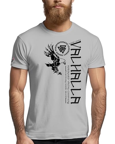 NORDGARD Viking T-Shirt Midgard in hellgrau I Größe 3XL I Herren Tshirt aus 100% Baumwolle I Wikinger Shirt I Nordische Mythologie I Ideal für Freizeit & Sport I Oeko-TEX Zertifiziert von NORDGARD