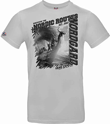 NORDGARD Viking T Shirt Nordic Routes (XXL, hellgrau) von NORDGARD