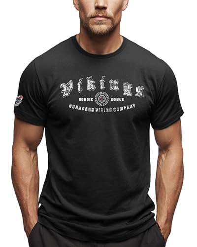 NORDGARD Viking T-Shirt Nordic Souls in schwarz I Größe L I Herren Tshirt aus 100% Baumwolle I Wikinger T-Shirt I Shirt nordische Mythologie I Ideal für Freizeit & Sport I Oeko-TEX Zertifiziert von NORDGARD