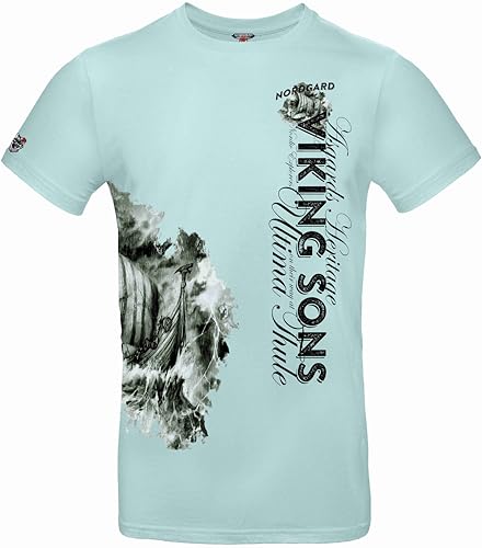 NORDGARD Viking T-Shirt Runarsson 2 in mintgrün I Größe L I Herren Tshirt aus 100% Baumwolle I Wikinger T-Shirt I Shirt nordische Mythologie I Ideal für Freizeit & Sport I Oeko-TEX Zertifiziert von NORDGARD
