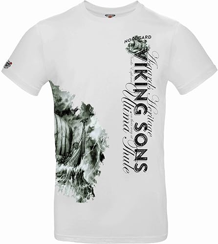 NORDGARD Viking T-Shirt Runarsson 2 in weiß I Größe M I Herren Tshirt aus 100% Baumwolle I Wikinger T-Shirt I Shirt nordische Mythologie I Ideal für Freizeit & Sport I Oeko-TEX Zertifiziert von NORDGARD