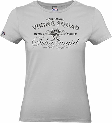 NORDGARD Viking T-Shirt Schildmaid in hellgrau I Größe XL I Damen Tshirt aus 100% Baumwolle I Wikinger Shirt I Nordische Mythologie I Ideal für Freizeit & Sport I Oeko-TEX Zertifiziert von NORDGARD