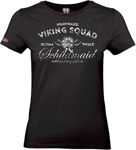 NORDGARD Viking T-Shirt Schildmaid in schwarz I Größe XXL I Damen Tshirt aus 100% Baumwolle I Wikinger Shirt I Nordische Mythologie I Ideal für Freizeit & Sport I Oeko-TEX Zertifiziert von NORDGARD