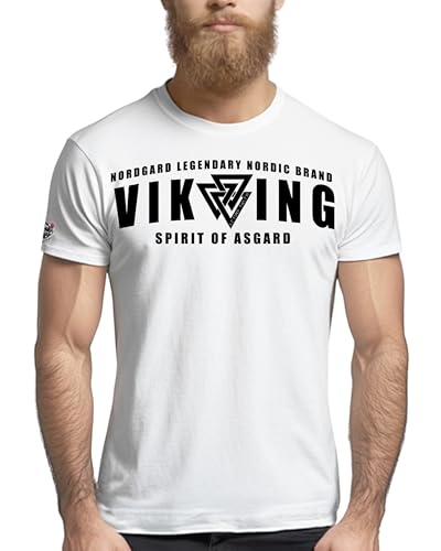 NORDGARD Viking T-Shirt Spirit of Asgard in weiß I Größe 5XL I Herren Tshirt aus 100% Baumwolle I Wikinger T-Shirt I Shirt nordische Mythologie I Ideal für Freizeit & Sport I Oeko-TEX Zertifiziert von NORDGARD