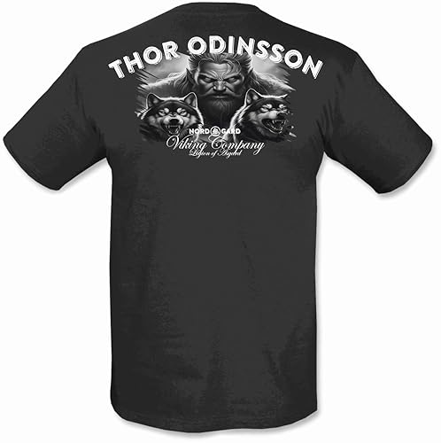 NORDGARD Viking T-Shirt Thor Odinsson in Schwarz I Größe 3XL I Herren Tshirt aus 100% Baumwolle I Wikinger T-Shirt nordische Mythologie I Ideal für Freizeit & Sport I Oeko-TEX Zertifiziert von NORDGARD