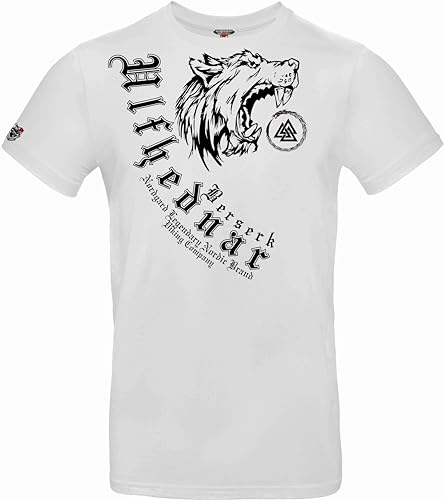 NORDGARD Viking T-Shirt Ulfhednar in weiß I Größe S I Herren Tshirt aus 100% Baumwolle I Wikinger T-Shirt I Shirt nordische Mythologie I Ideal für Freizeit & Sport I Oeko-TEX Zertifiziert von NORDGARD