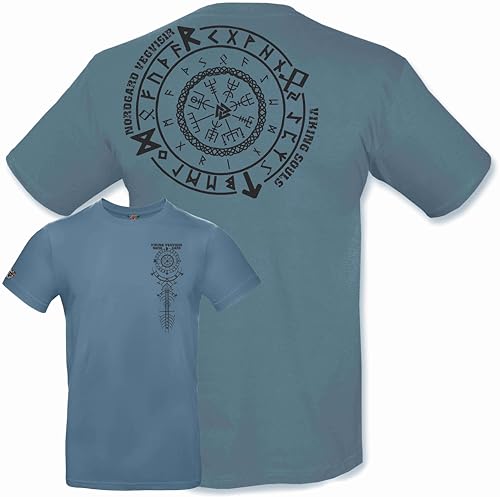 NORDGARD Viking T-Shirt Vegvisir 2 in stahlblau I Größe S I Herren Tshirt aus 100% Baumwolle I Wikinger T-Shirt I Shirt nordische Mythologie I Ideal für Freizeit & Sport I Oeko-TEX Zertifiziert von NORDGARD