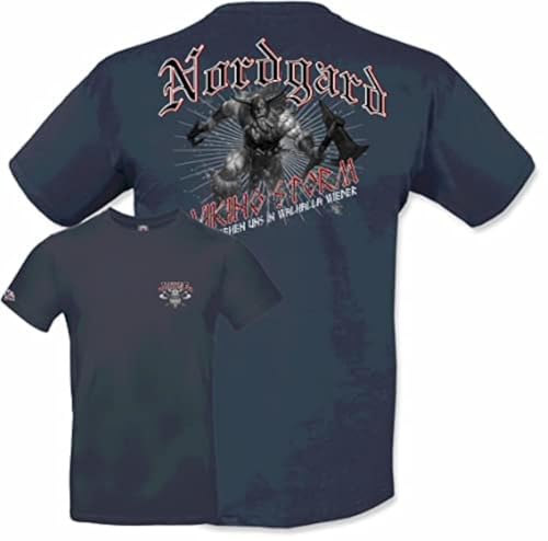 NORDGARD Viking T-Shirt Walhall in Marine I Größe L I Herren Tshirt aus 100% Baumwolle I Wikinger Shirt I Nordische Mythologie I Ideal für Freizeit & Sport I Oeko-TEX Zertifiziert von NORDGARD