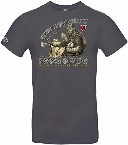 NORDGARD Viking T-Shirt Wikingerblut in grau I Größe L I Tshirt aus 100% Baumwolle I Wikinger Shirt I Nordische Mythologie I Ideal für Freizeit & Sport I Oeko-TEX Zertifiziert von NORDGARD