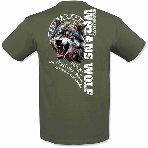 NORDGARD Viking T-Shirt Wotans Wolf in Khaki I Größe S I Herren Tshirt aus 100% Baumwolle I Wikinger T-Shirt I Shirt nordische Mythologie I Ideal für Freizeit & Sport I Oeko-TEX Zertifiziert NORDGARD Viking T-Shirt Wotans Wolf in Khaki I Größe S I Herren Tshirt aus 100% Baumwolle I Wikinger T-Shirt I Shirt nordische Mythologie I Ideal für Freizeit & Sport I Oeko-TEX Zertifiziert von NORDGARD
