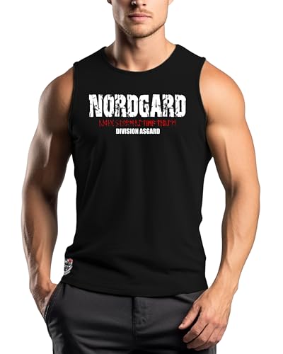 NORDGARD Viking Tank Top Runen in schwarz I Größe XXL I Herren Muskelshirt aus 100% Baumwolle I Wikinger Tanktop I Shirt nordische Mythologie I Ideal für Freizeit & Sport I Oeko-TEX Zertifiziert von NORDGARD