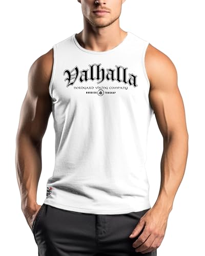 NORDGARD Viking Tank Top Valhalla in weiß I Größe XXL I Herren Muskelshirt aus 100% Baumwolle I Wikinger Tanktop I Shirt nordische Mythologie I Ideal für Freizeit & Sport I Oeko-TEX Zertifiziert von NORDGARD