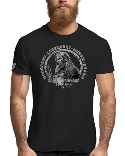 NORDGARD Viking T-Shirt Wodan in schwarz I Größe XXL I Herren Tshirt aus 100% Baumwolle I Wikinger T-Shirt I Shirt nordische Mythologie I Ideal für Freizeit & Sport I Oeko-TEX Zertifiziert von NORDGARD