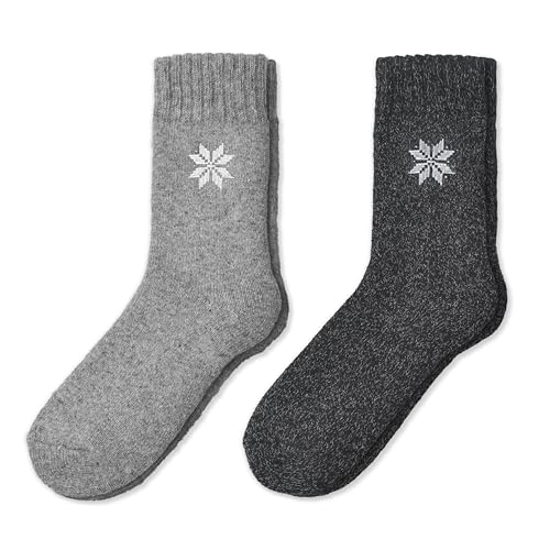 NORDIC Socks Premium Crew-Socken mit 70% Merinowoll-Mischung für Männer & Frauen, feuchtigkeitsableitend, weich und bequem, 2er-Pack (43-46, Charcoal) von NORDIC Socks