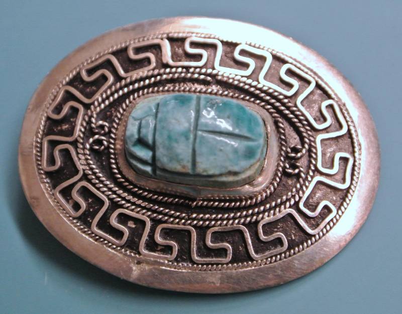 Vintage 1960S Handgemachte Silber Brosche Anhänger Türkis Keramik Cabochon von NORDICARTVINTAGE