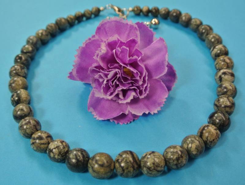 Vintage 1970S Marmorkette Dunkelgrüner Stein von NORDICARTVINTAGE