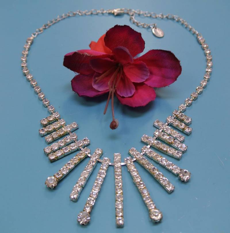 Vintage 1980S Montini Strass-Kette Funkelndes Facetten-Design von NORDICARTVINTAGE