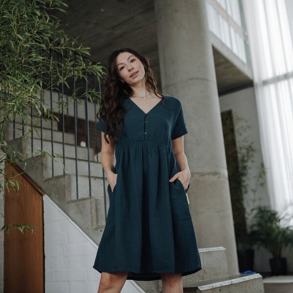 NORDLICHT Damen Musselin Kleid aus 100% Bio-Baumwolle ALMA von NORDLICHT