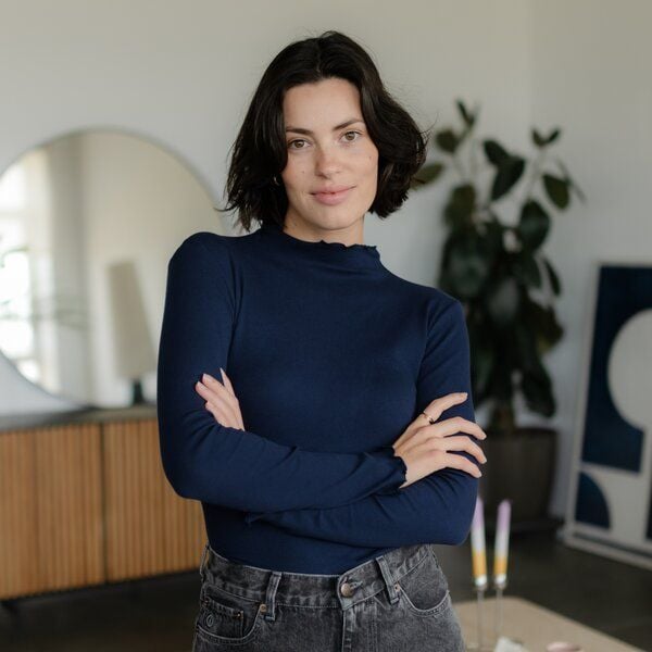 NORDLICHT Geripptes Langarmshirt Lica mit kurzem Stehkragen von NORDLICHT