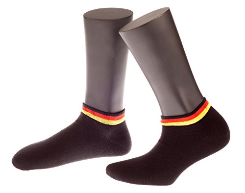 NORDPOL-Strümpfe Deutschland Sneaker Socken der Marke, 1 Paar, unisex, aus Baumwolle, mit Deutschlandfahne im Bündchen, schwarz, Made in Germany, Gr. 39-42 von NORDPOL-Strümpfe