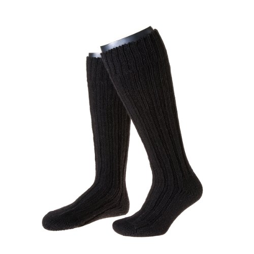 NORDPOL Damen- und Herrenkniestrumpf wie handgestrickt aus 100% Schurwolle, 3 Paar, schwarz, Made in Germany, Gr. 39-41 von NORDPOL-Strümpfe