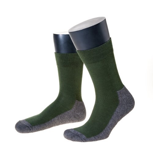 NORDPOL Funktionssocke F6 mit Dunova mit Plüschsohle, kurz, 1 Paar, grün/grau, Made in Germany, Gr. 45-47 von NORDPOL-Strümpfe