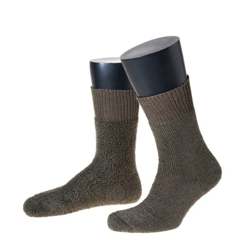 NORDPOL Kurze Thermosocke"Immerwarm" aus Vollplüsch (Woll-Polyester-Gemisch), 3 Paar, oliv, Made in Germany, Gr. 42-44 von NORDPOL-Strümpfe