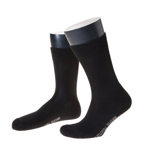 NORDPOL Modische unifarbene Herrenwollsocke ohne Gummi mit Plüschsohle, 3 Paar, schwarz, Made in Germany, Gr. 45-47 von NORDPOL-Strümpfe