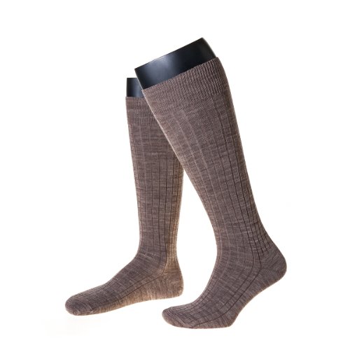 NORDPOL Unifarbener Wollkniestrumpf für Damen und Herren, mit Rippstruktur, 1 Paar, beige, Made in Germany, Gr. 39-41 von NORDPOL-Strümpfe