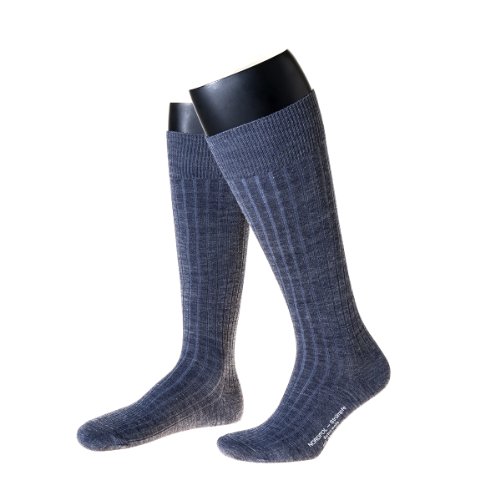 NORDPOL Unifarbener Wollkniestrumpf für Damen und Herrn, mit Rippstruktur, 1 Paar, jeans, Made in Germany, Gr. 39-41 von NORDPOL-Strümpfe