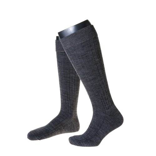 NORDPOL Unifarbener Wollkniestrumpf für Damen und Herrn, mit Rippstruktur, 3 Paar, anthrazit, Made in Germany, Gr. 39-41 von NORDPOL-Strümpfe