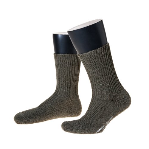 NORDPOL Wollsocke mit Plüschsohle, kurz, 3 Paar, oliv, Made in Germany, Gr. 43-44 von NORDPOL-Strümpfe