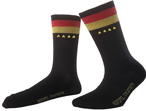 Weltmeistersocken, 1 Paar NORDPOL Socken, unisex, aus Baumwolle, mit Deutschlandfahne im Bündchen und 4 Sternen, Made in Germany, Gr. 39-42 von NORDPOL-Strümpfe