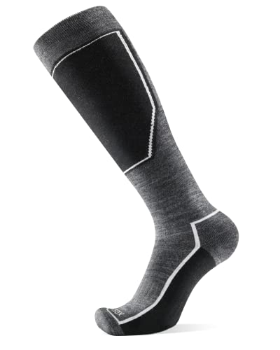 2 Paar, Performance Merino Skisocken für Herren Damen, Ökotex Funktionssocken für Skitouren, Sport, Snowboard, Polsterung, keine Blasen, atmungsaktiv Socken, verschiedene Größen schwarz & grau von NORDSOX