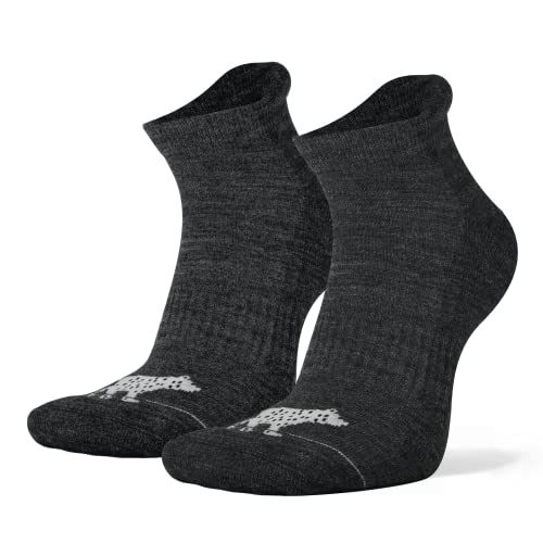 2 Paar, Merino Outdoor Socken kurz für Damen und Herren, Performance Wandersocken bis Knöchel, gepolstert, keine Blasen, weiche Sohle, atmungsaktiv schwarz grau - Funktionssocken, Trekking, Sport von NORDSOX