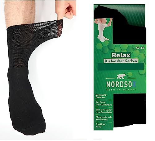 NORDSOX 2 Paar Weiche Komfort Socken, Diabetiker-Socken, ohne Gummi und extra Stretch aus Viskose (aus Bambus Zellstoff) für Herren & Damen Ökotex von NORDSOX