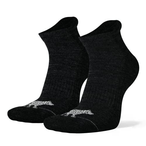 4 Paar, Merino Outdoor Socken kurz für Damen und Herren, Performance Wandersocken bis Knöchel, gepolstert, keine Blasen, weiche Sohle, atmungsaktiv schwarz grau - Funktionssocken, Trekking, Sport von NORDSOX