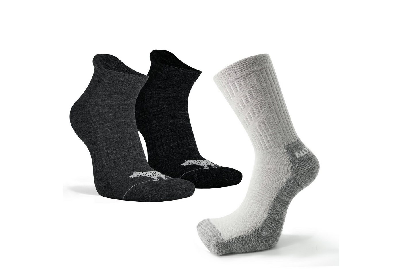 NORDSOX Wandersocken 3er Set verschiedene Längen Premium Merino Wolle für Damen & Herren (3-Paar) Klimaregulierend & sehr weich & atmungsaktiv von NORDSOX