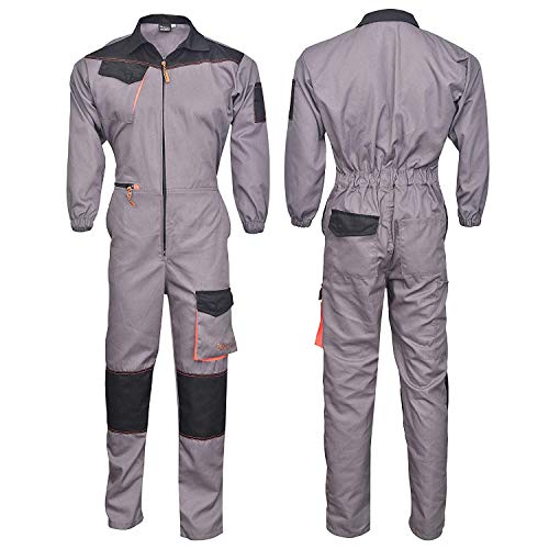 NORMAN Grau/Schwarzes Herren Arbeitskleidung Latzhose Monteuranzug Overalls Mechaniker Blaumann - Grau/Schwarz, S von NORMAN