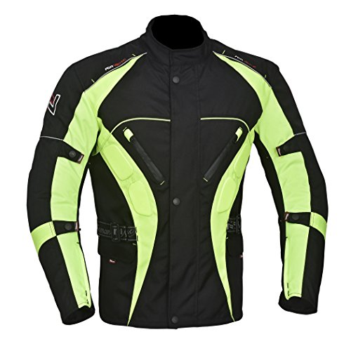 NORMAN Herren Motorradjacke Biker Wasserdicht Textil CE Panzer, HI-VIS, XXXXL von NORMAN