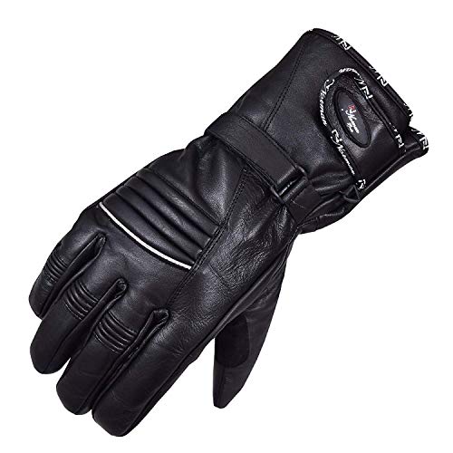 NORMAN Leder Reflektierende Thermo Motorrad Handschuhe Wasserdicht Motorrad Handschuhe - Schwarz, L von NORMAN